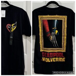 New! Marvel Deadpool & Wolverine Black Graphic T-Shirt